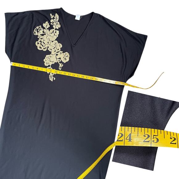 Avon Gold N’ Glamour Black Caftan Dress Private Treasures Glitter Size Med Large - Picture 6 of 6